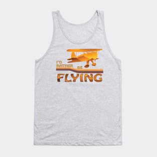 Id Rather Be Flying Airplane yellow sunset silhouette funny Pilot colour stripe Tank Top